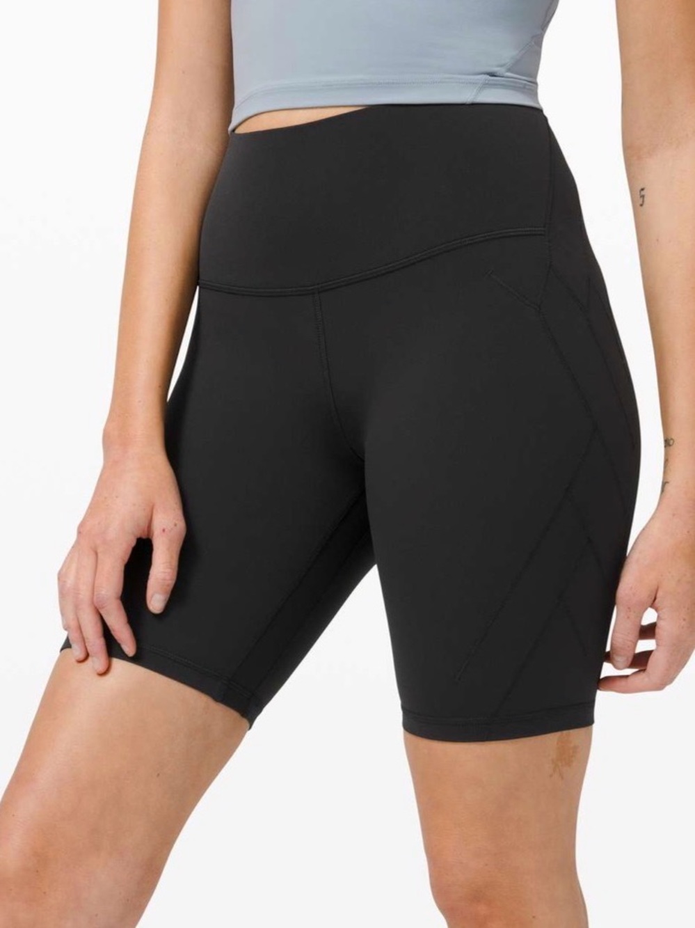 Lululemon Nulu Fold HR Yoga Biker Short Sz 6 Black 8" Inseam Run Errands